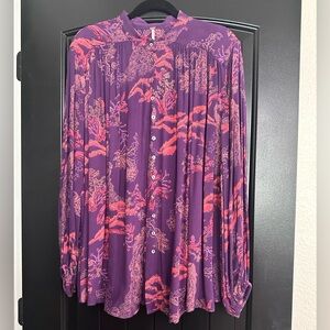 Free People Purple and Pink A-Line Skirt